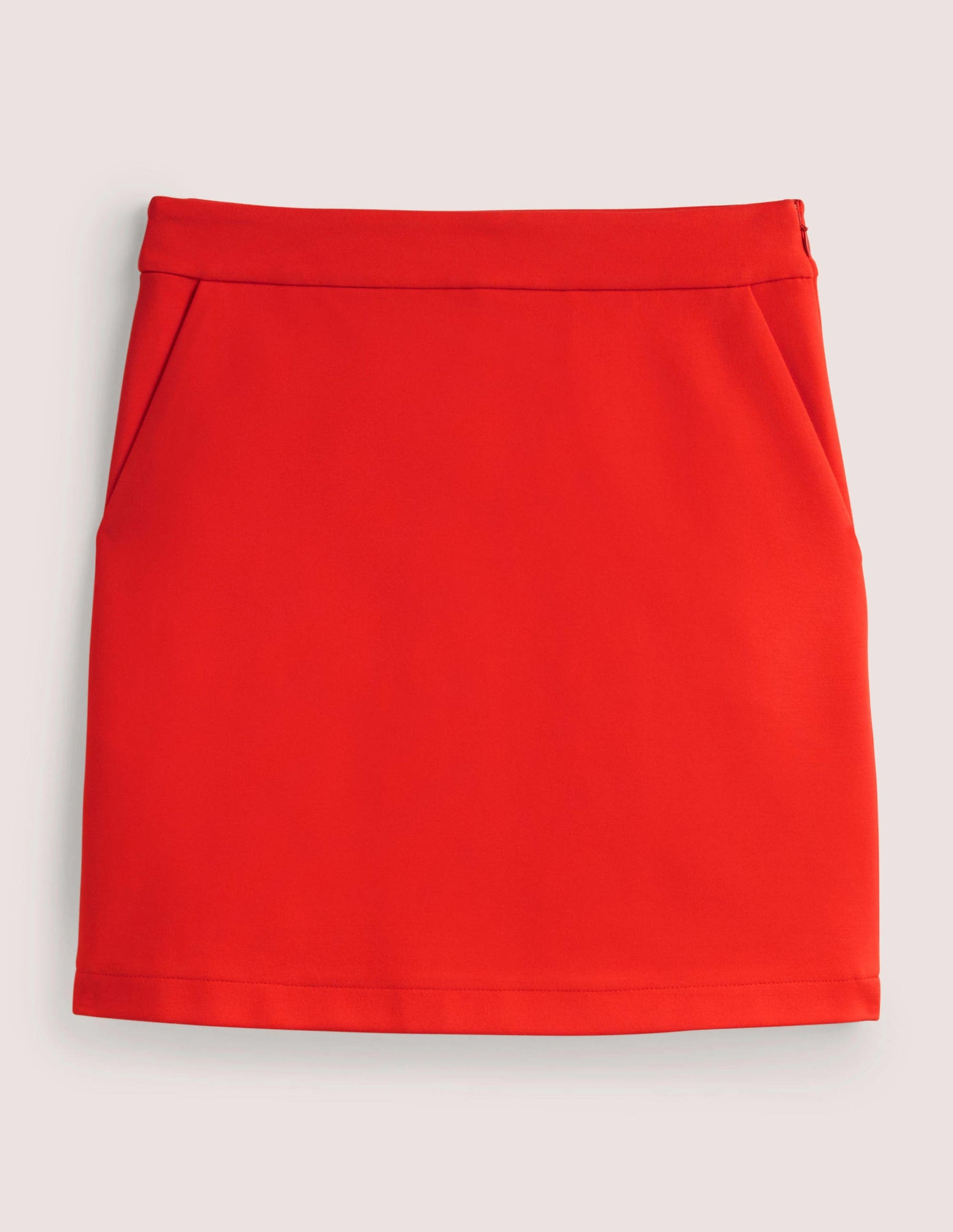 Mini-jupe trapèze en point de Rome-Rouge fusée-6