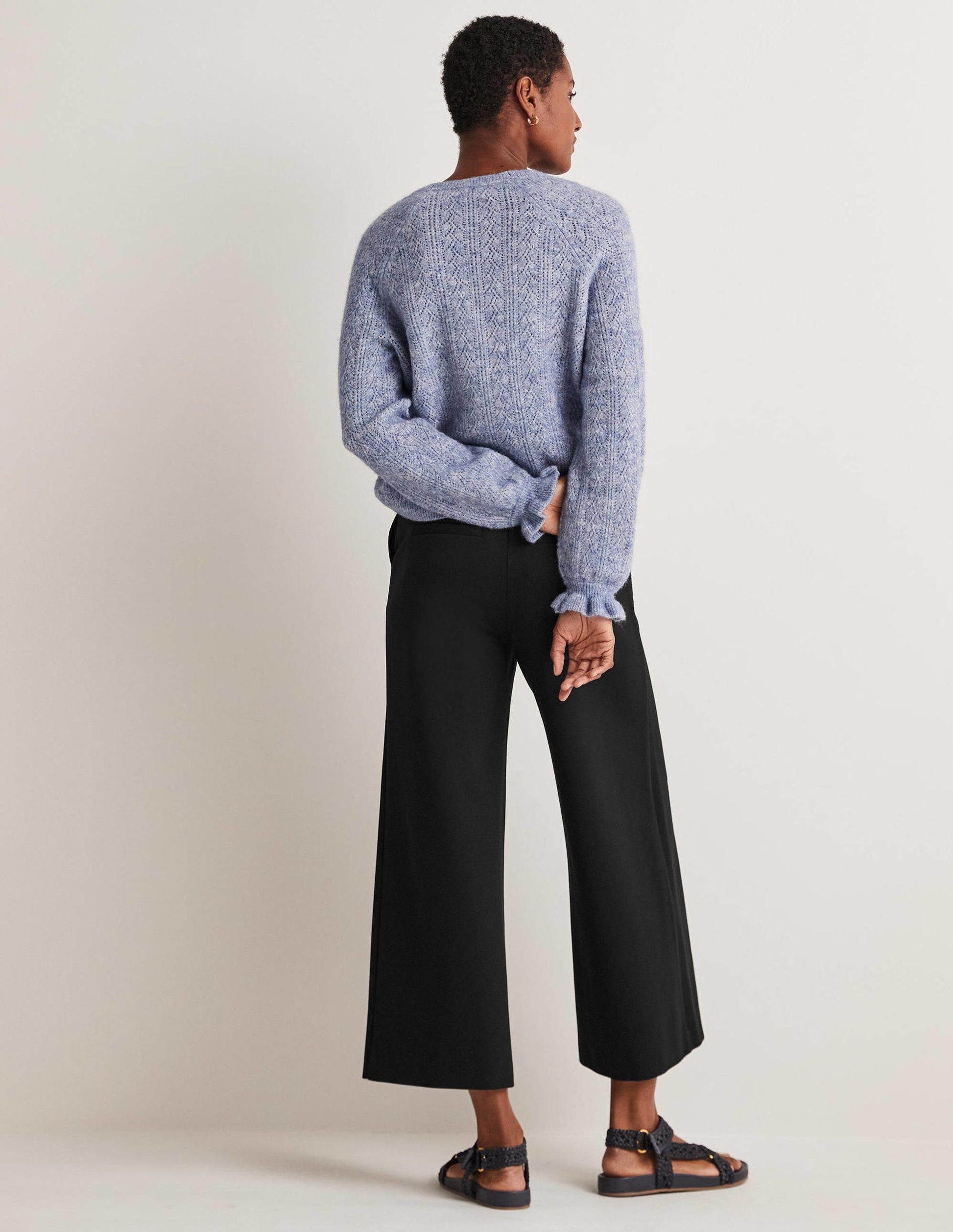 Jersey-Culotte mit weitem Bein-Schwarz-7