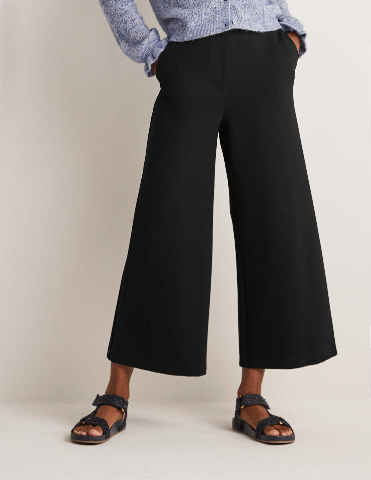 Jersey-Culotte mit weitem Bein-Schwarz-8