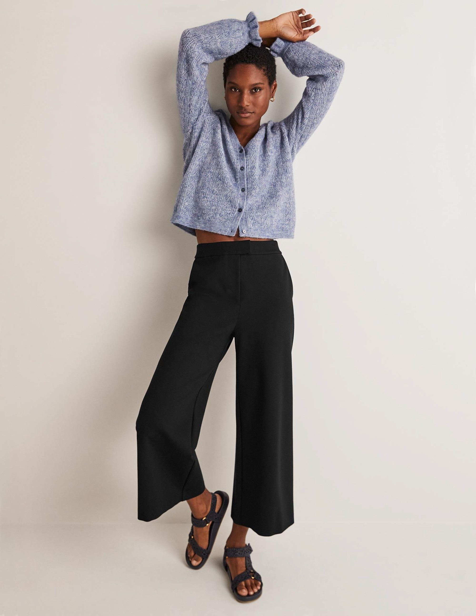 Jersey-Culotte mit weitem Bein-Schwarz - Image 1