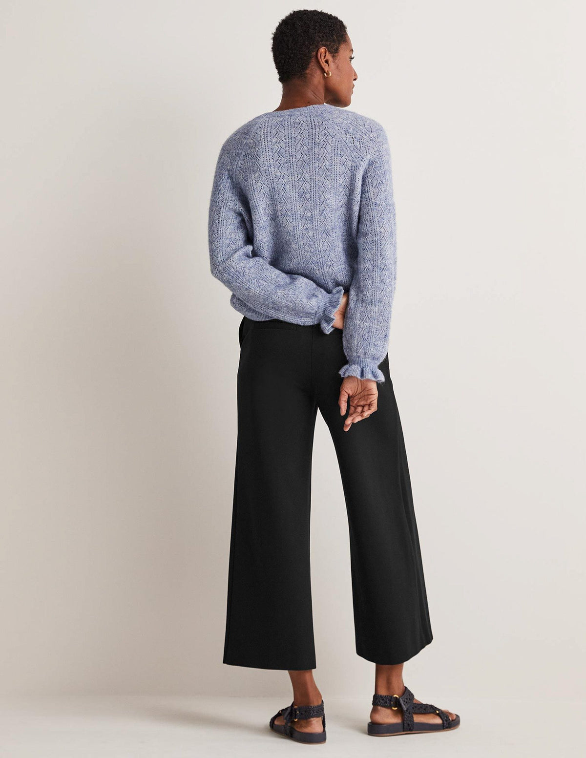 Jersey-Culotte mit weitem Bein-Schwarz-3