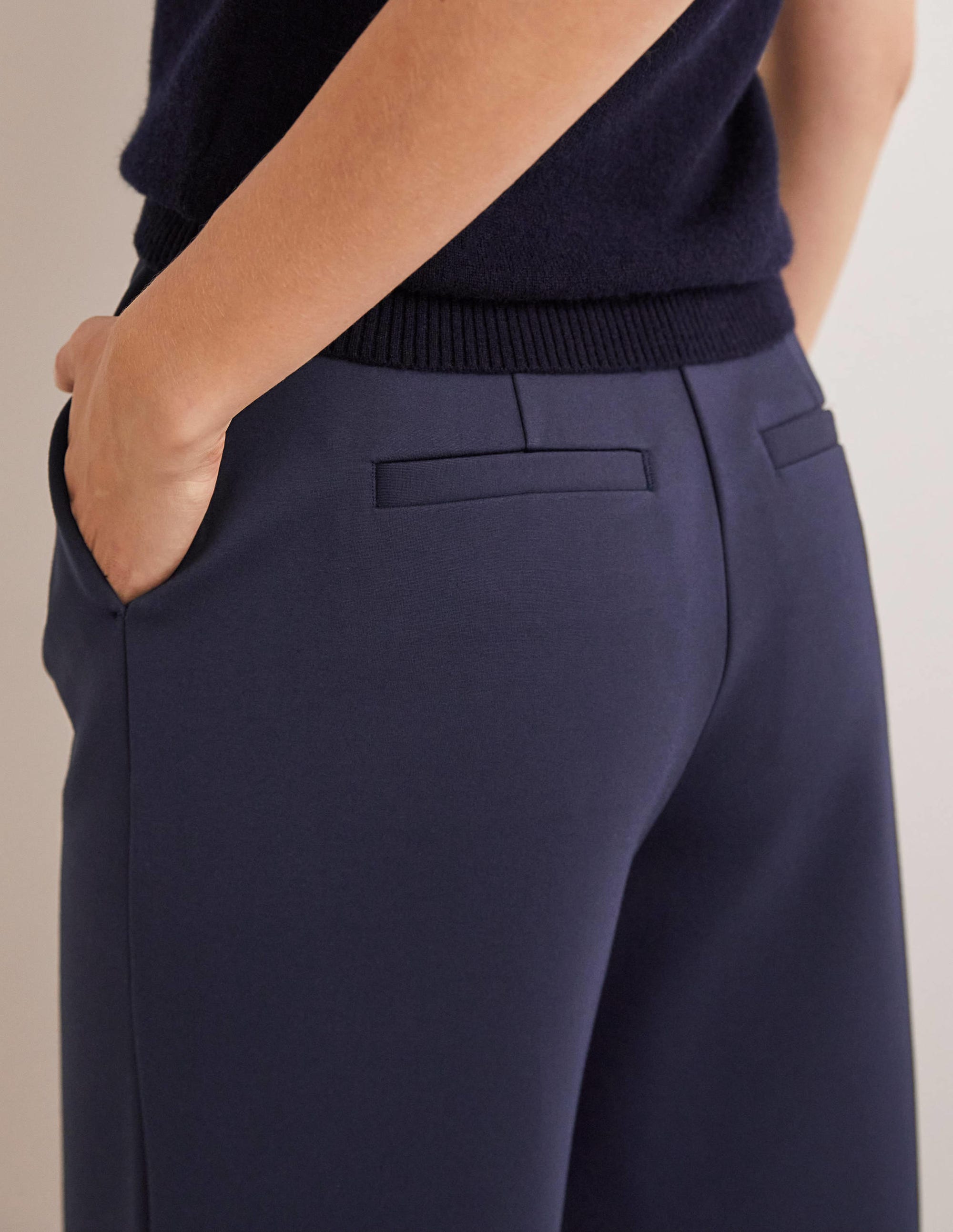 Jersey Wide Leg Culottes-Navy - Image 5