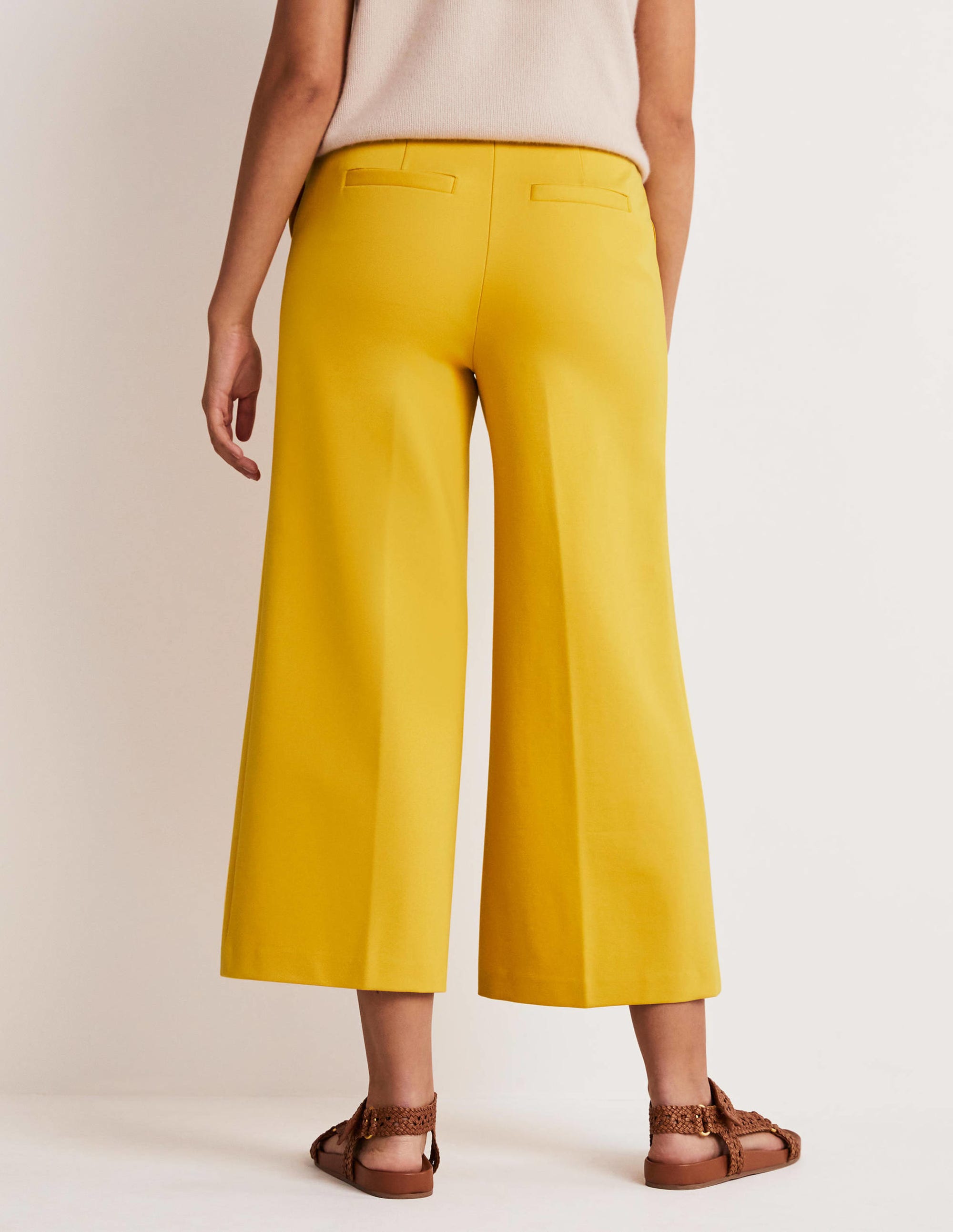 Jersey Wide Leg Culottes-Honeycomb Yellow - Image 3