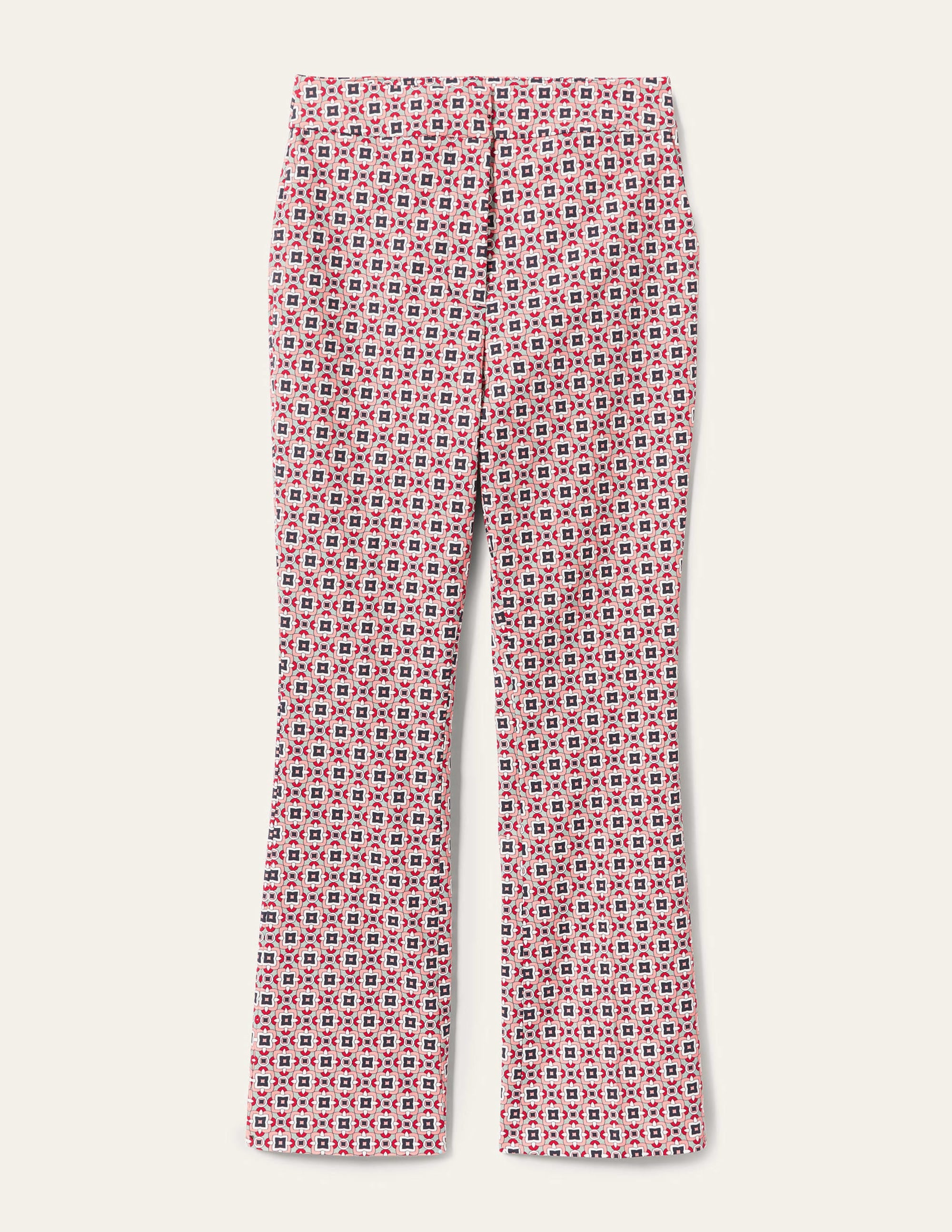 Pantalon court évasé-Rose amande, motif géométrique carré - Image 9
