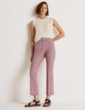 Cropped Flare Trousers-Almond Pink, Square Geo
