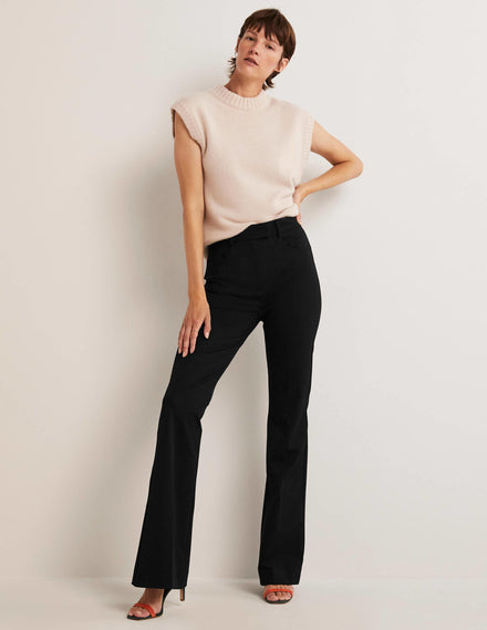 Ausgestellte Hose mit hoher Taille-Schwarz
