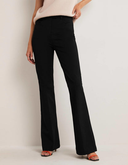 Ausgestellte Hose mit hoher Taille-Schwarz-4