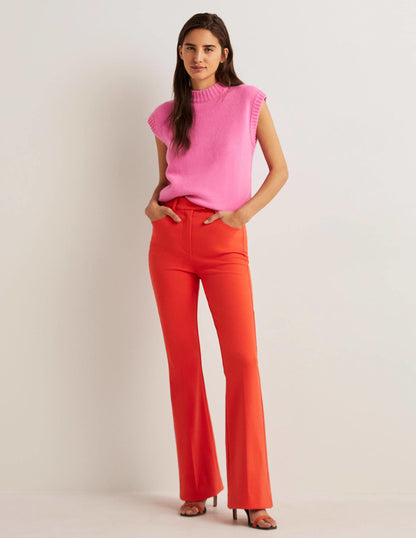 Ausgestellte Hose mit hoher Taille-Raketenrot-1