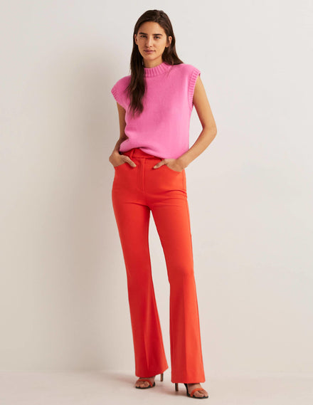 Ausgestellte Hose mit hoher Taille-Raketenrot