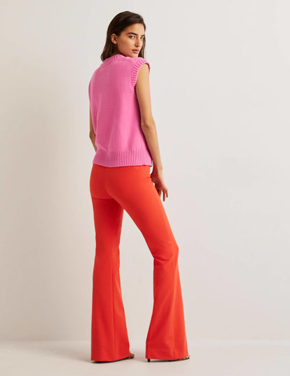 Ausgestellte Hose mit hoher Taille-Raketenrot-3