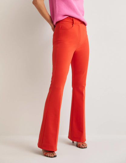 Ausgestellte Hose mit hoher Taille-Raketenrot-4