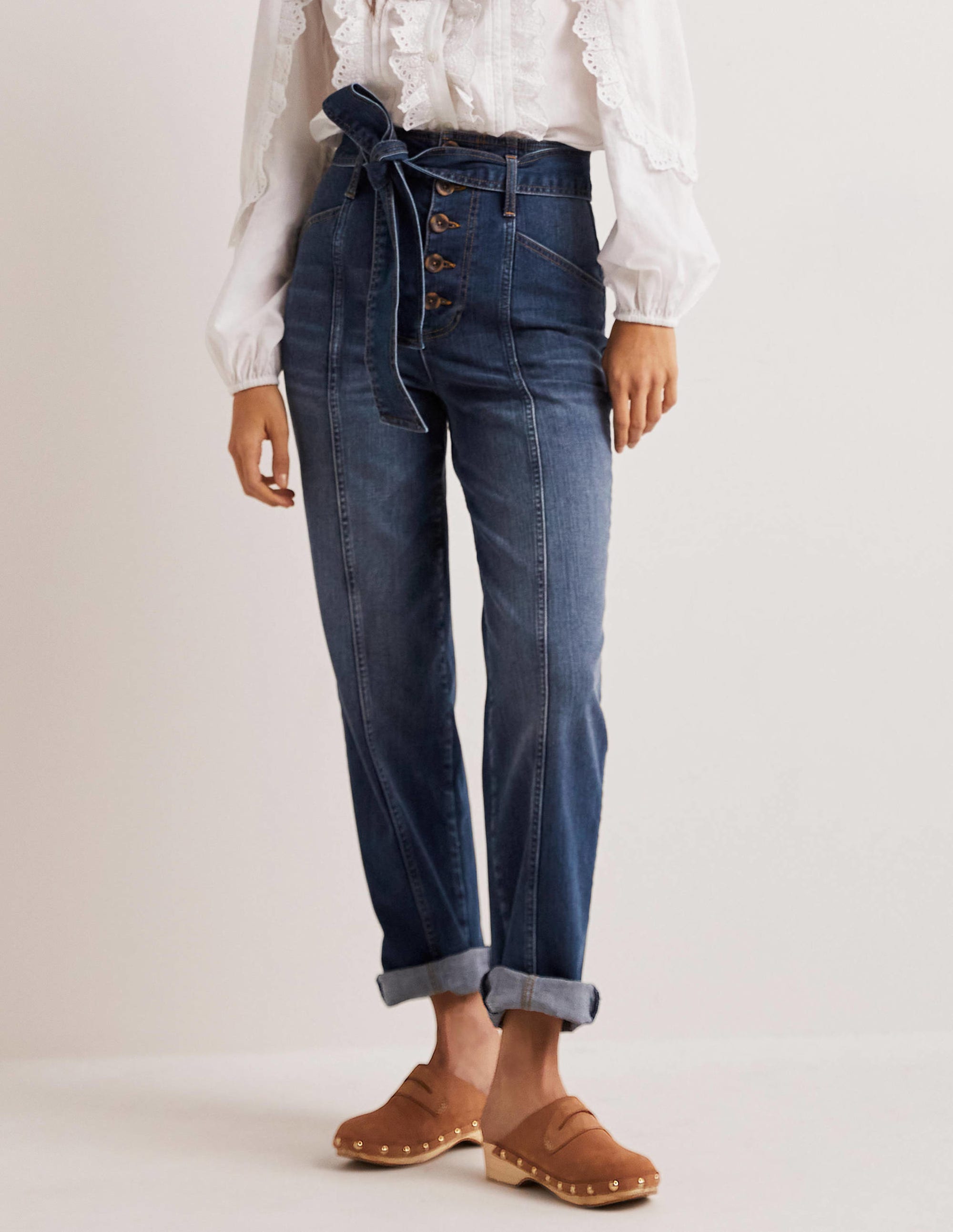 Belted High Rise Jeans-Mid Vintage - Image 4