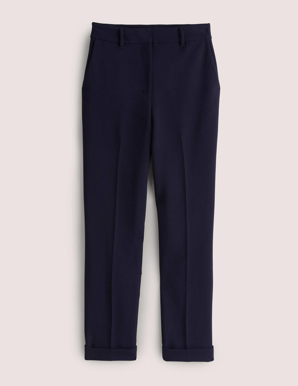 Taillierte Hose mit umgeschlagenen Bündchen-Marineblau - Image 5
