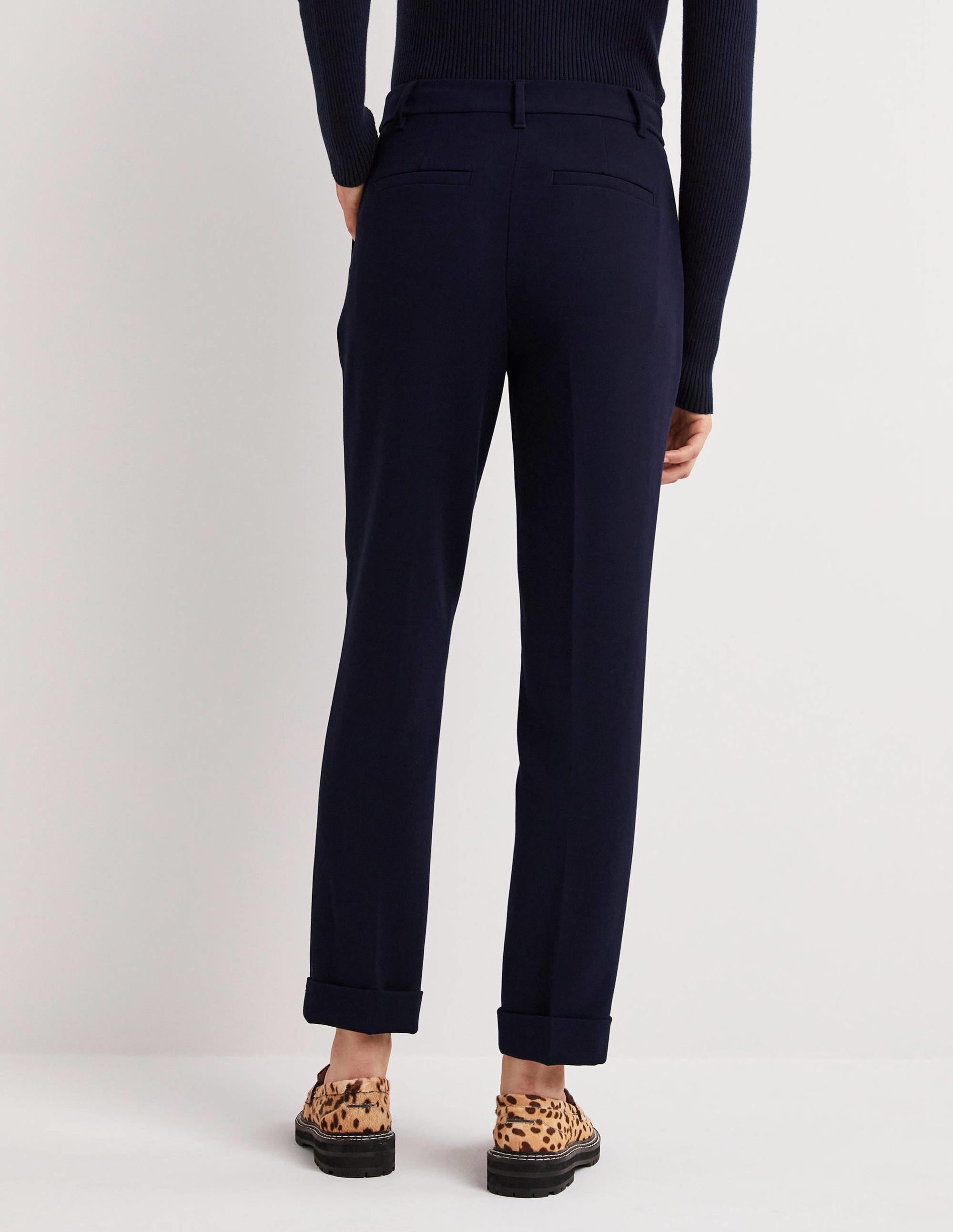 Taillierte Hose mit umgeschlagenen Bündchen-Marineblau - Image 3