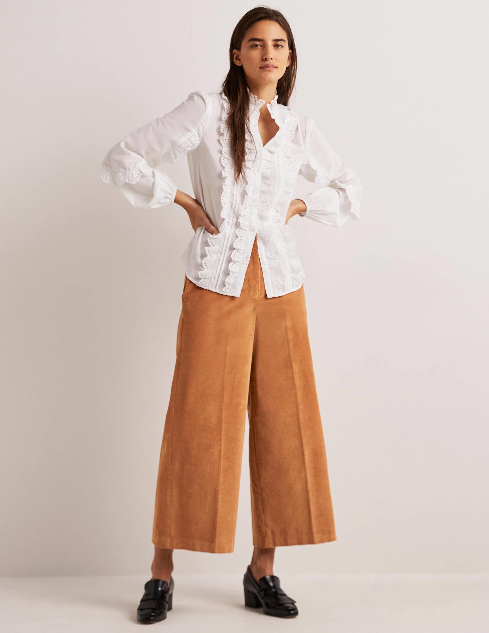 Jupe-culotte large-Marron caramel - Image 1