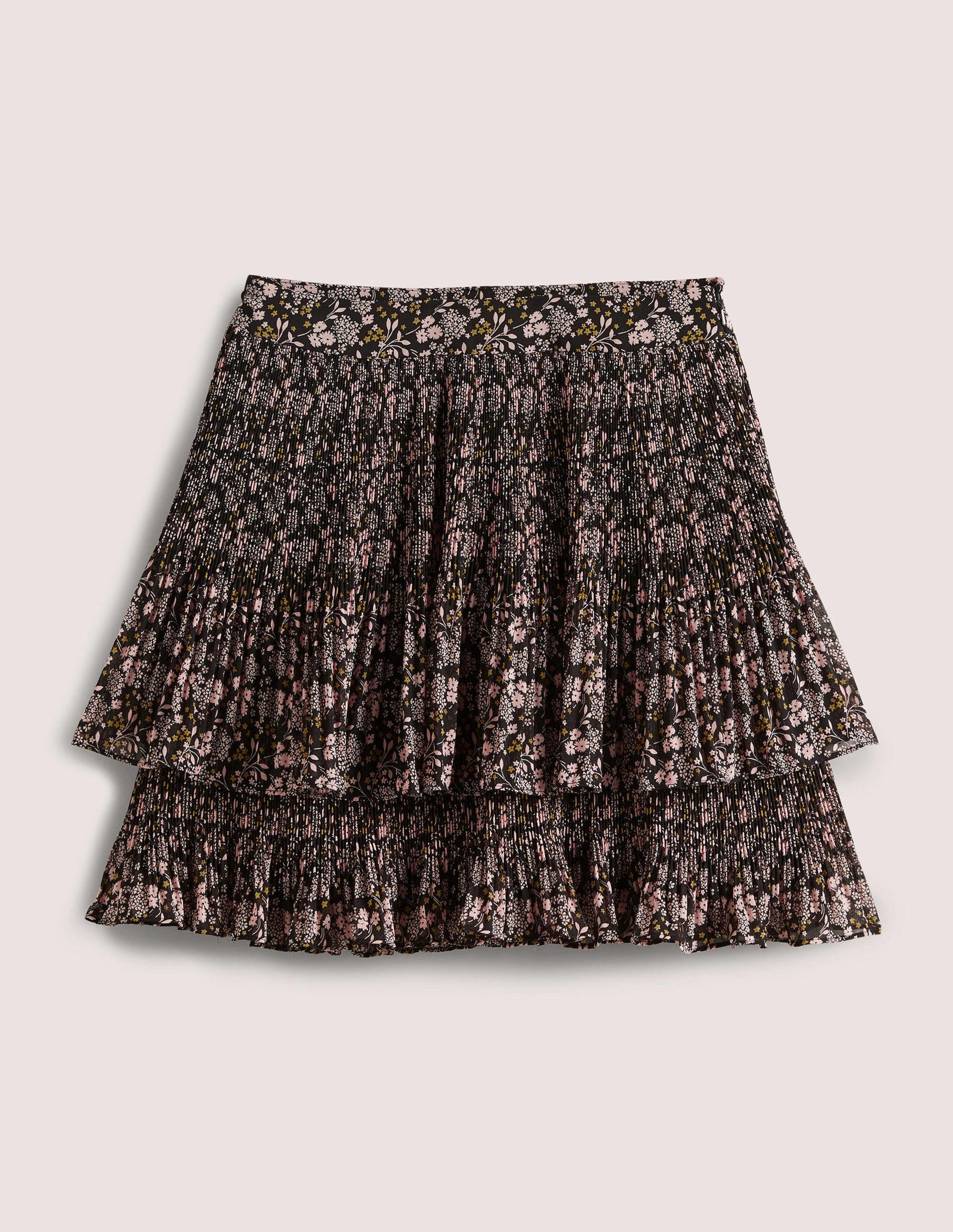 Plisse Mini Skirt-Black, Prairie Garden-5