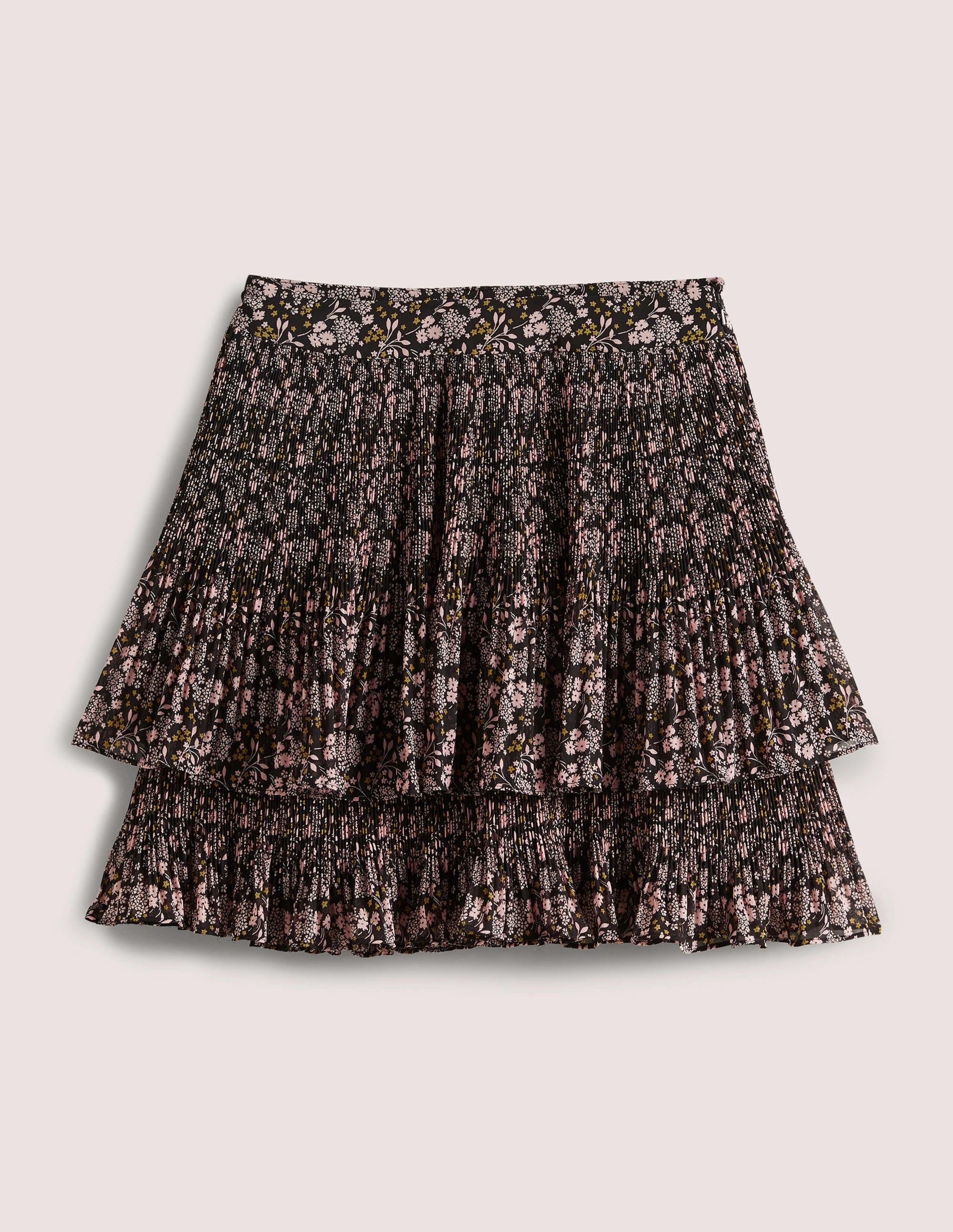 Plisse Mini Skirt-Black, Prairie Garden - Image 5
