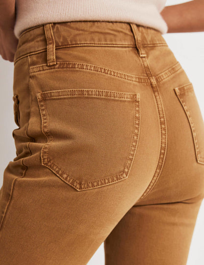 Ausgestellte Hose mit hoher Taille-Karamellbonbonbraun-7