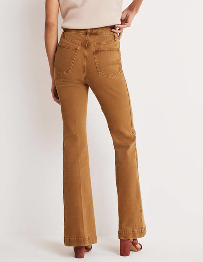 Ausgestellte Hose mit hoher Taille-Karamellbonbonbraun-8