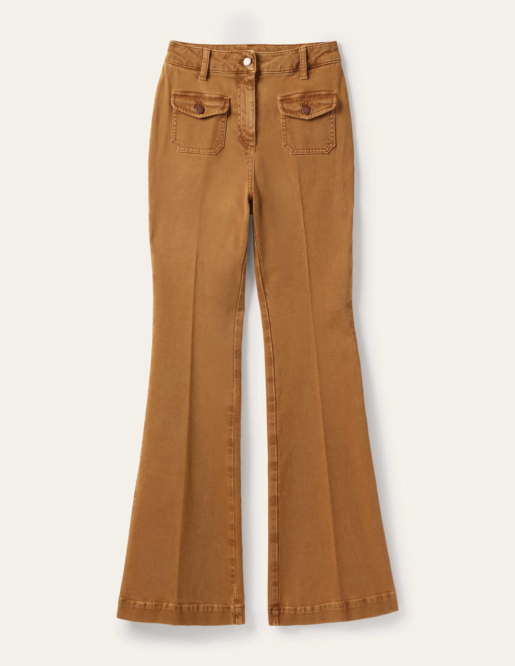Ausgestellte Hose mit hoher Taille-Karamellbonbonbraun-11