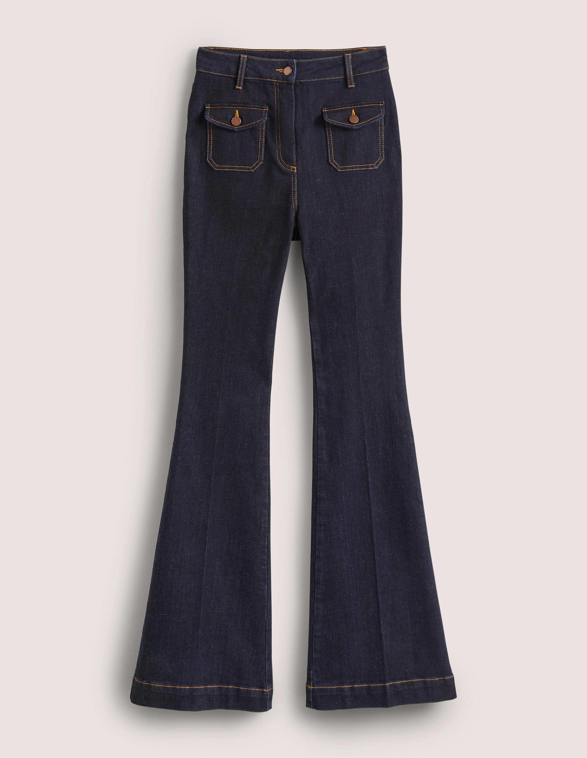 Ausgestellte Hose mit hoher Taille-Indigoblau-4