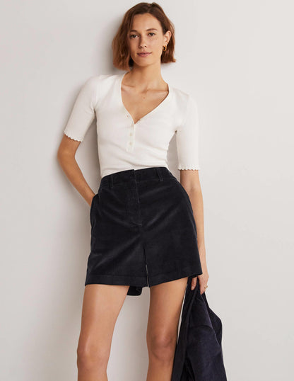 Shorts mit hoher Taille-Marineblau