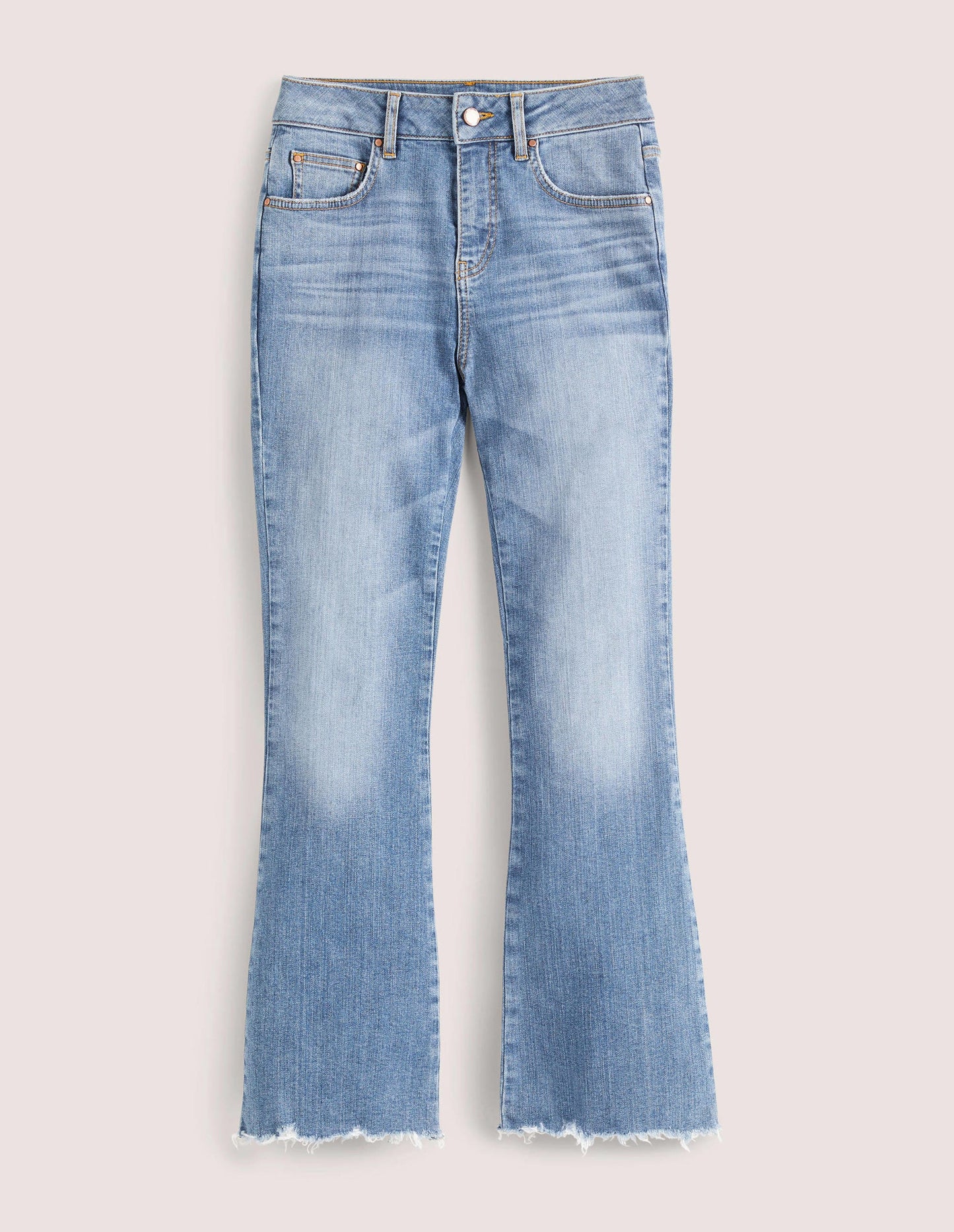 Anliegende 7/8-Jeans mit Schlag-Helles Vintageblau