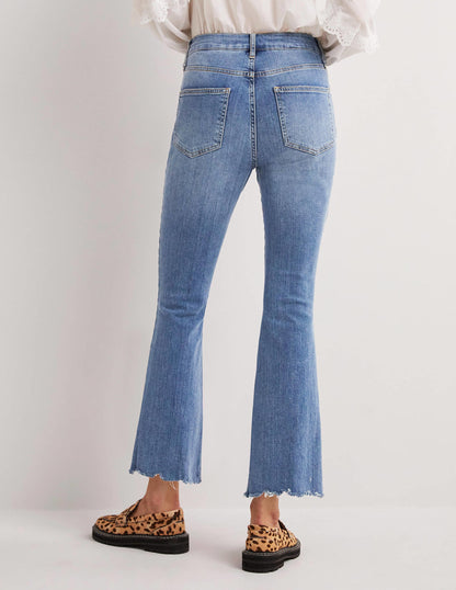 Anliegende 7/8-Jeans mit Schlag-Helles Vintageblau-3