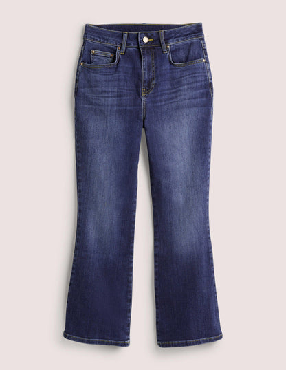 Anliegende 7/8-Jeans mit Schlag-Dunkles Vintageblau-6