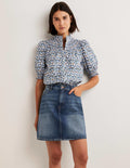 Authentischer Minirock aus Denim-Grün, Denim