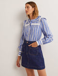 Patch Pocket Denim Mini Skirt-Indigo Denim