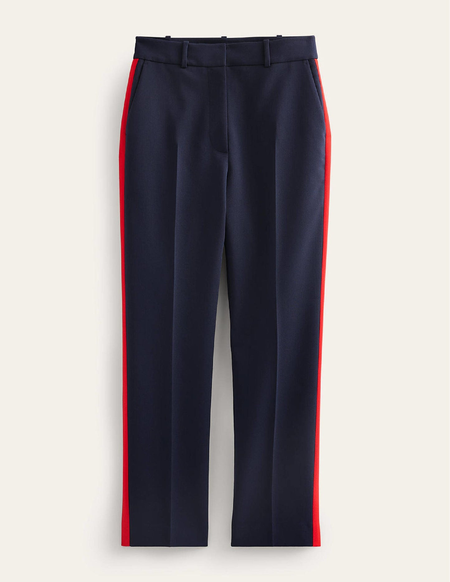 Kew Side Stripe Trousers-Navy, Red Stripe