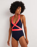 Kefalonia Halterneck Swimsuit-Harmony Blue Colourblock