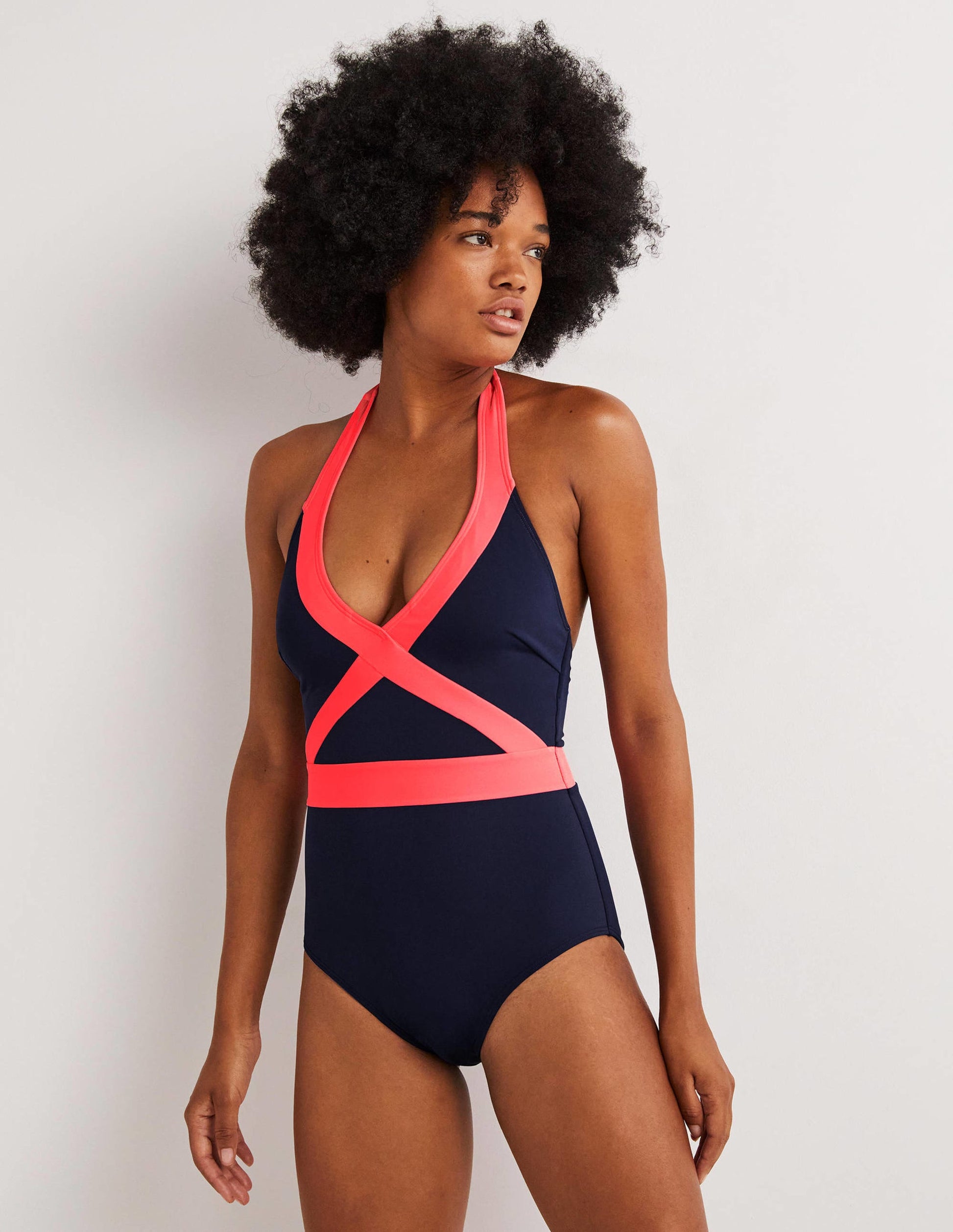 Kefalonia Halterneck Swimsuit-Harmony Blue Colourblock-1