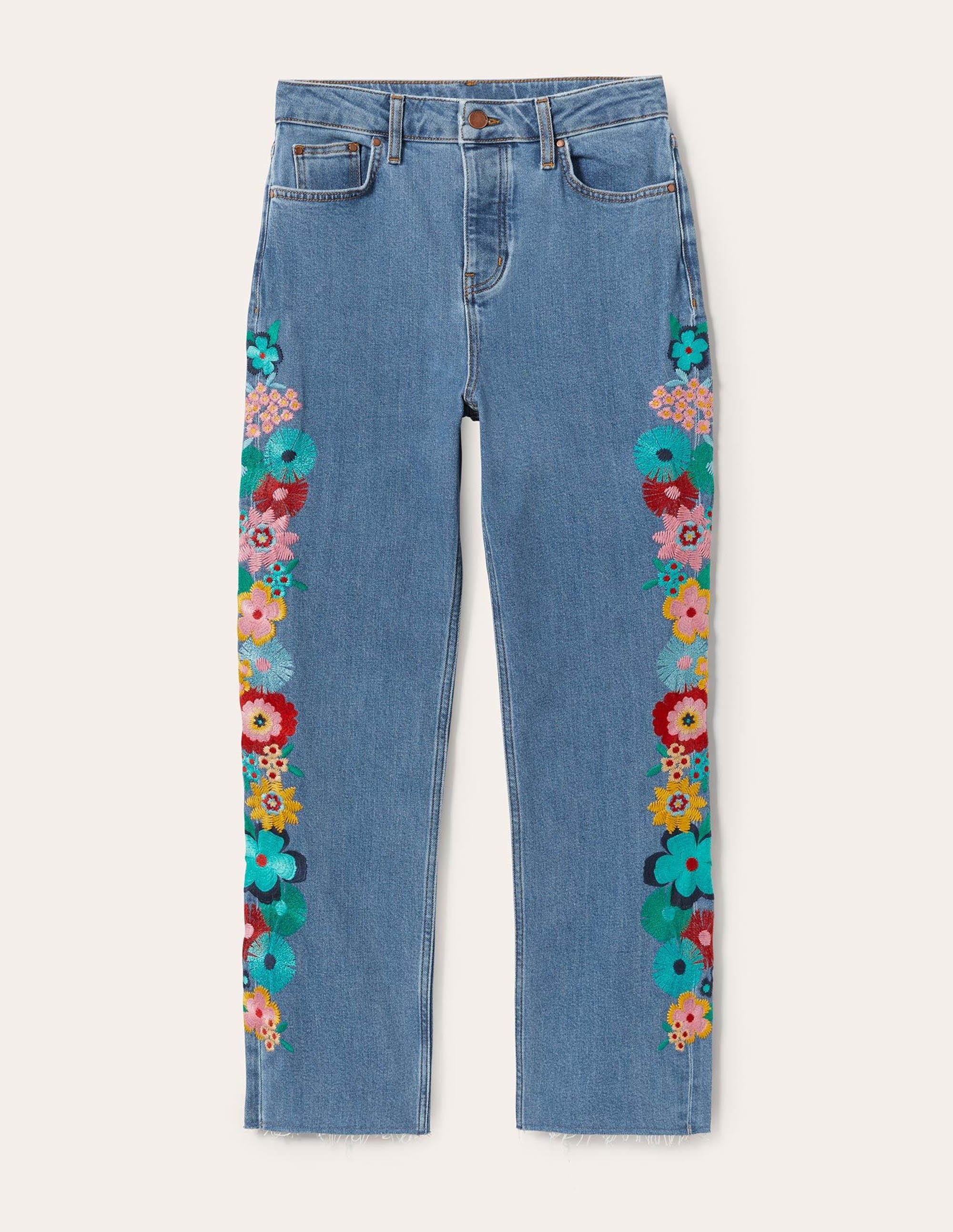 Jean droit décontracté-Broderie florale multi - Image 12
