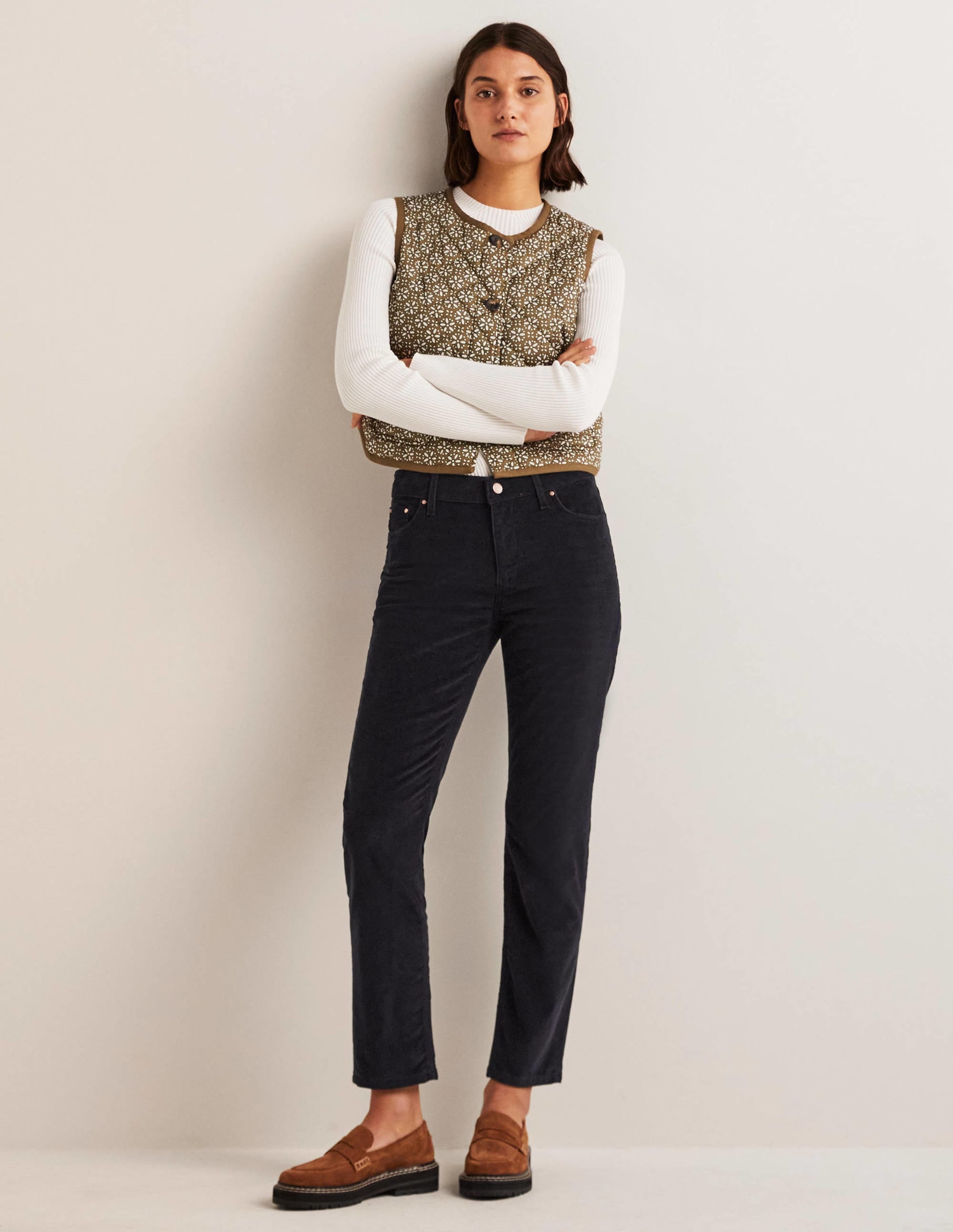 Schmale Cord-Jeans mit geradem Bein-Marineblau - Image 1