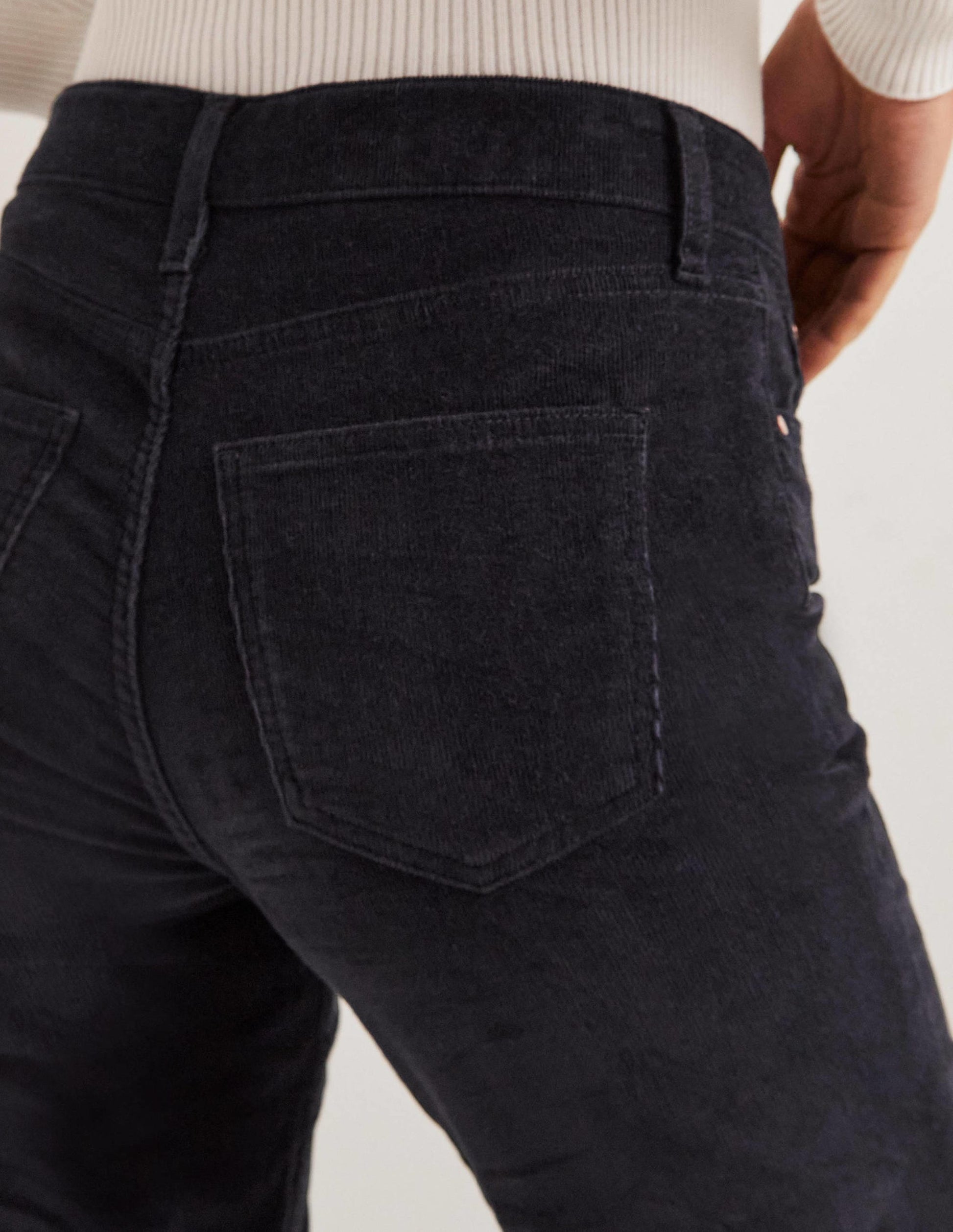 Schmale Cord-Jeans mit geradem Bein-Marineblau-2