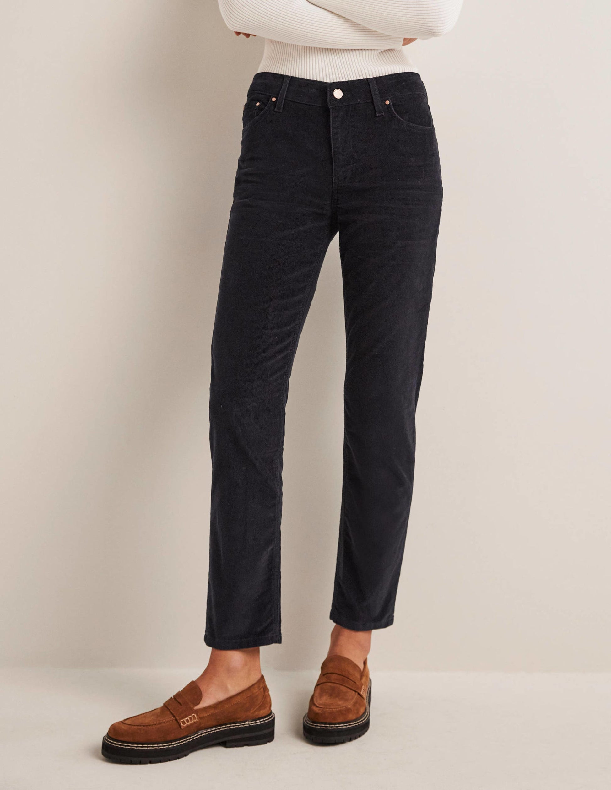 Schmale Cord-Jeans mit geradem Bein-Marineblau-4