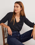 Chemise en soie-Bleu marine