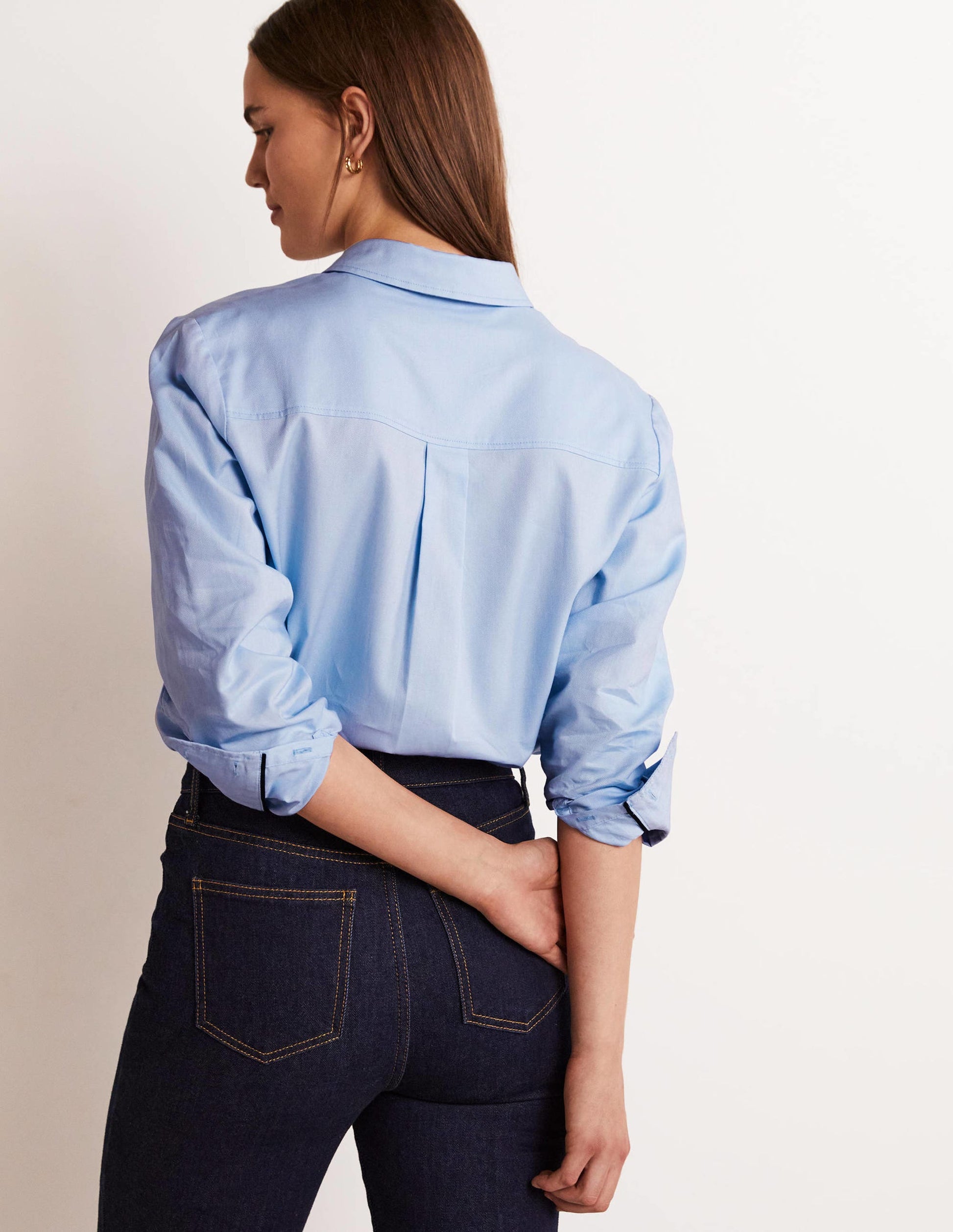 Klassisches Baumwollhemd-Blau, Oxford-6