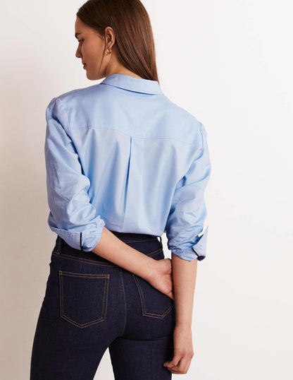 Klassisches Baumwollhemd-Blau, Oxford-6