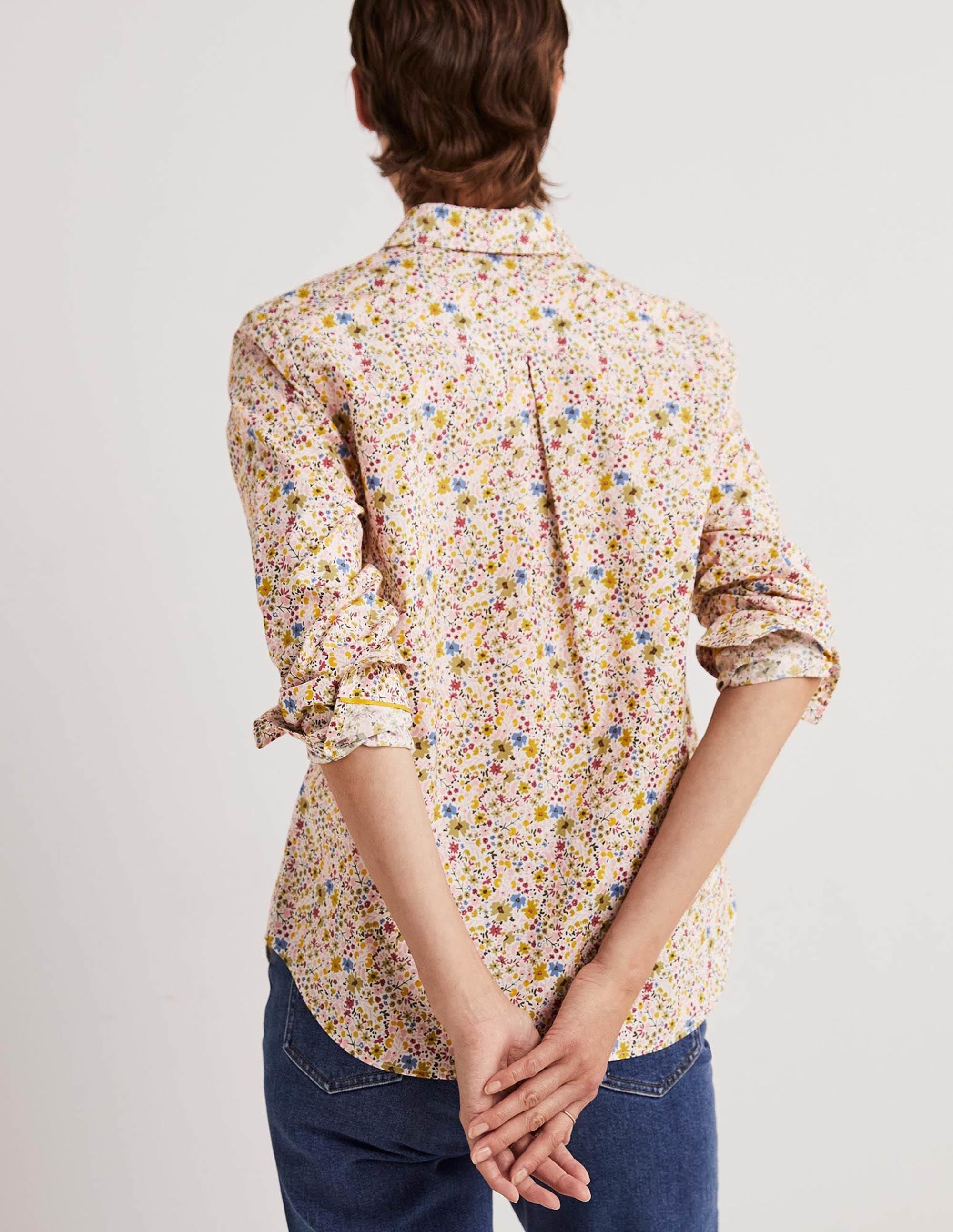 Classic Cotton Shirt-Ivory, Abstract Ditsy - Image 3