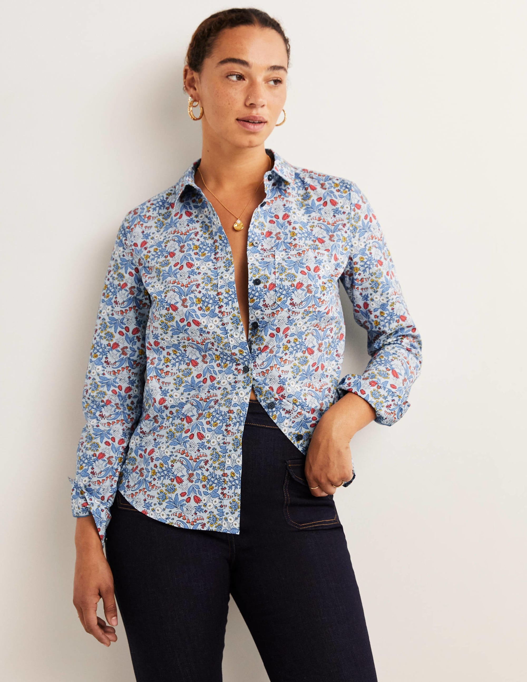 Klassisches Baumwollhemd-Surfblau, Wildblume - Image 4