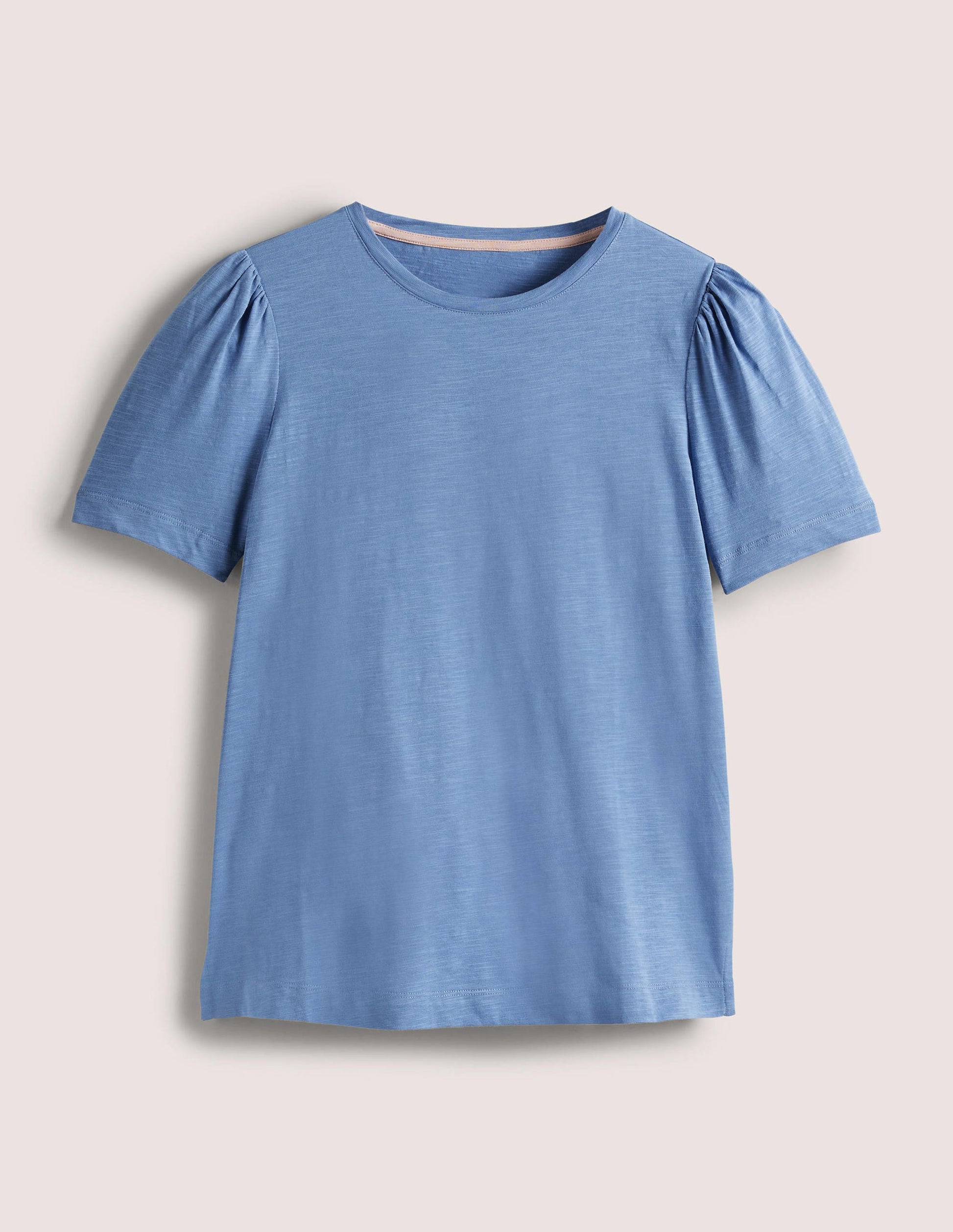 T-Shirt aus Baumwolle mit Puffärmeln-Rivierablau-5