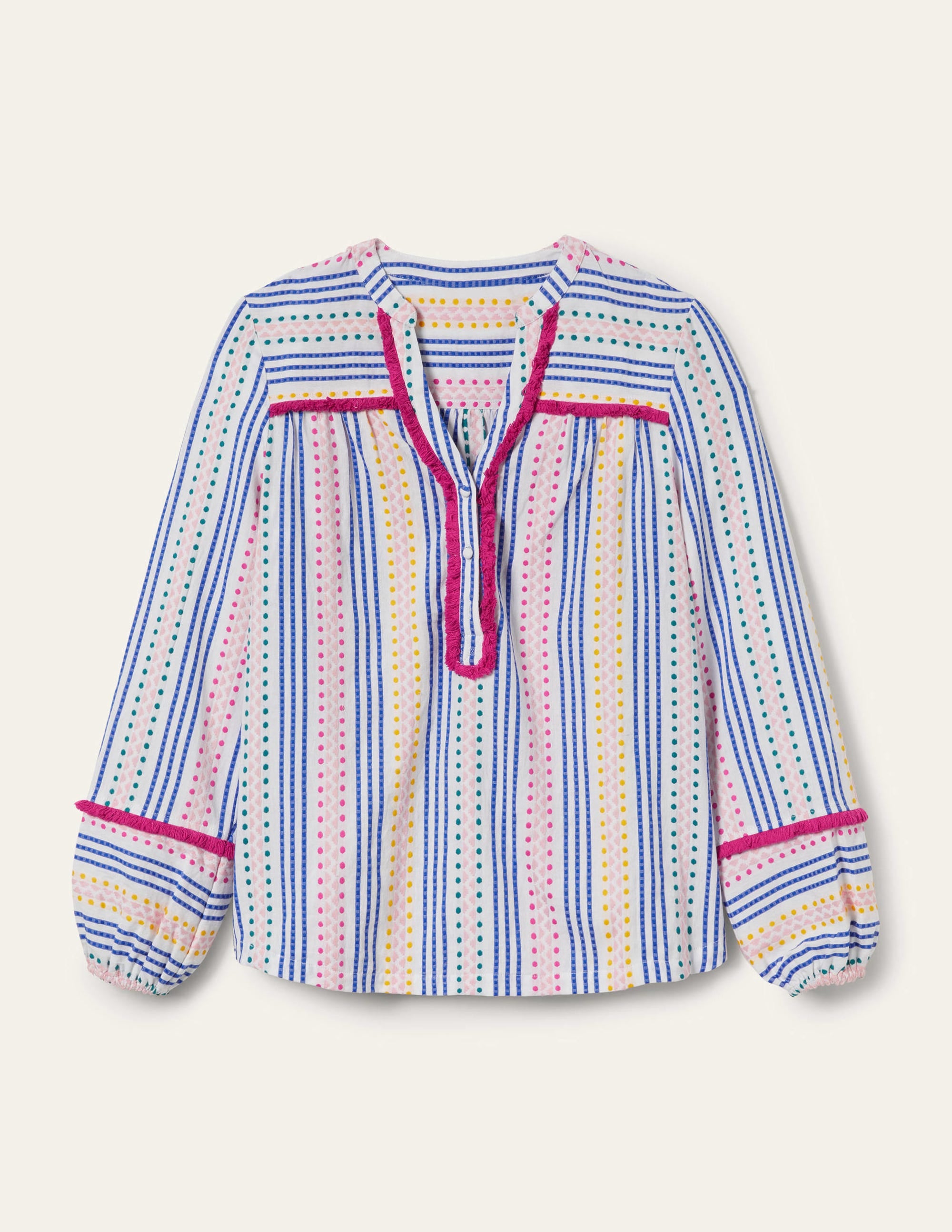 Top en coton avec bordures-Rayé tissage multi - Image 9