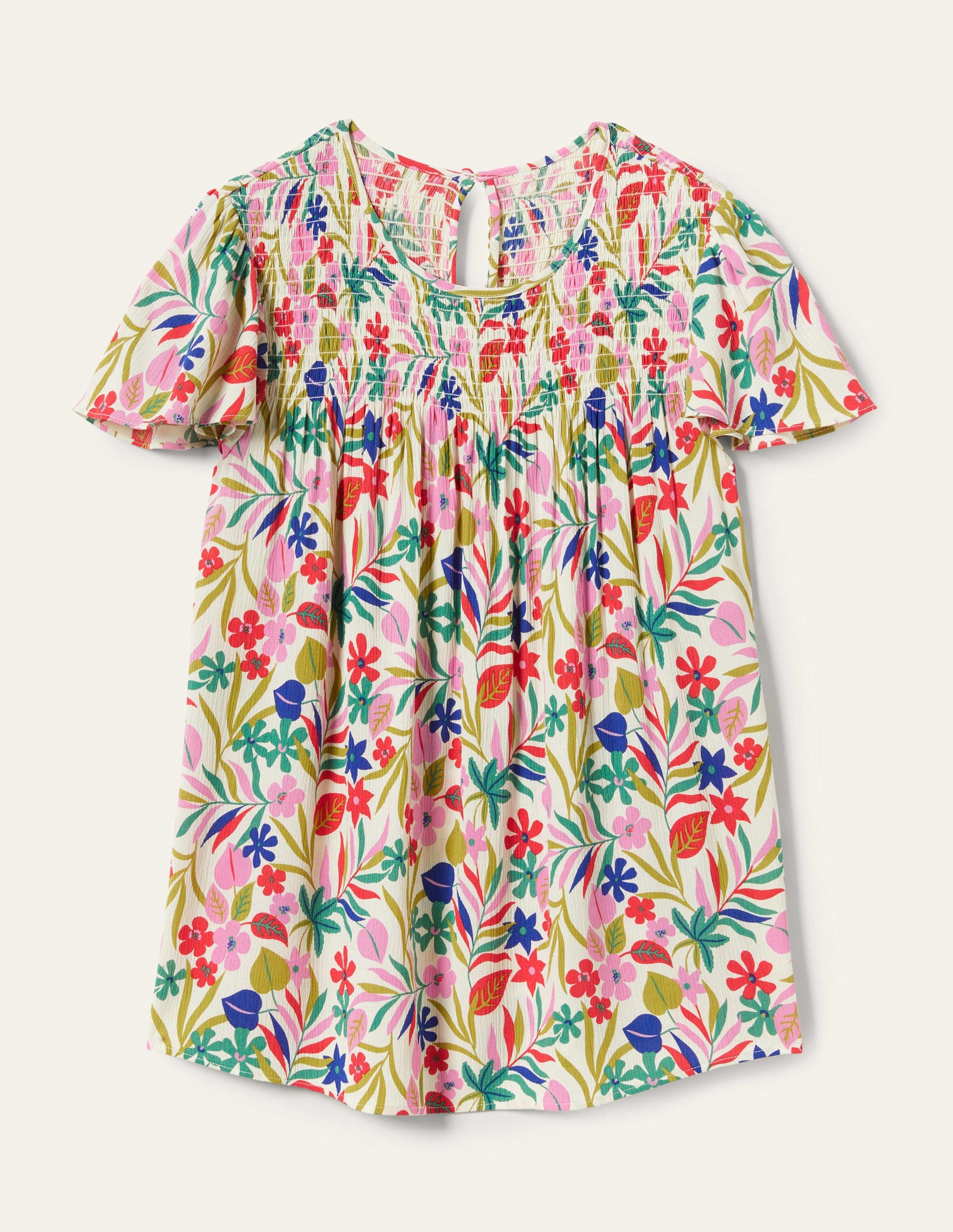 Top Layla imprimé à smocks-Multi, motif Tropic Foliage-9