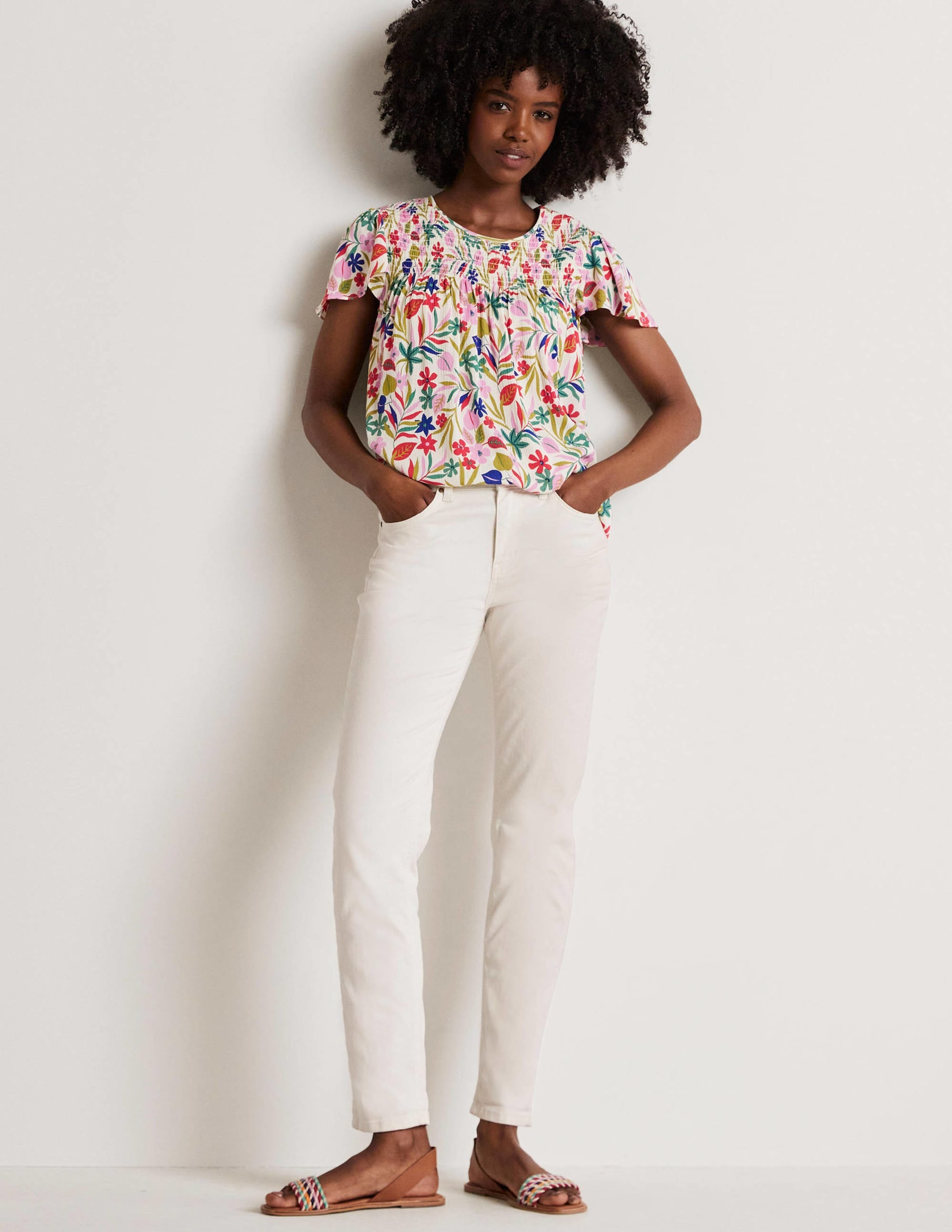 Top Layla imprimé à smocks-Multi, motif Tropic Foliage - Image 4