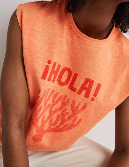 Grown On Sleeve Cotton T-shirt-Dusty Orange-2