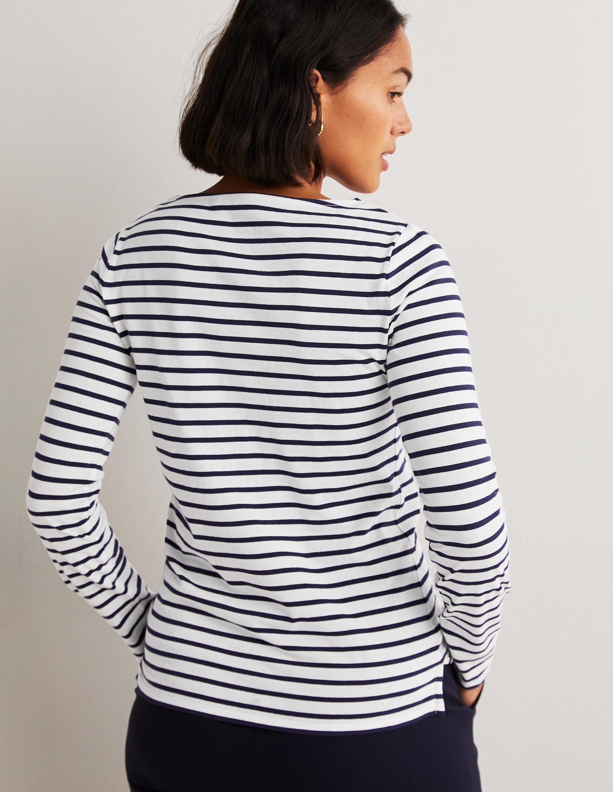 Ella Breton-Shirt mit langen Ärmeln-Grün/Rosa, Placement-Streifen - Image 3