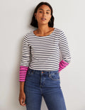 Marinière Ella à manches longues-Rayé rose fluo